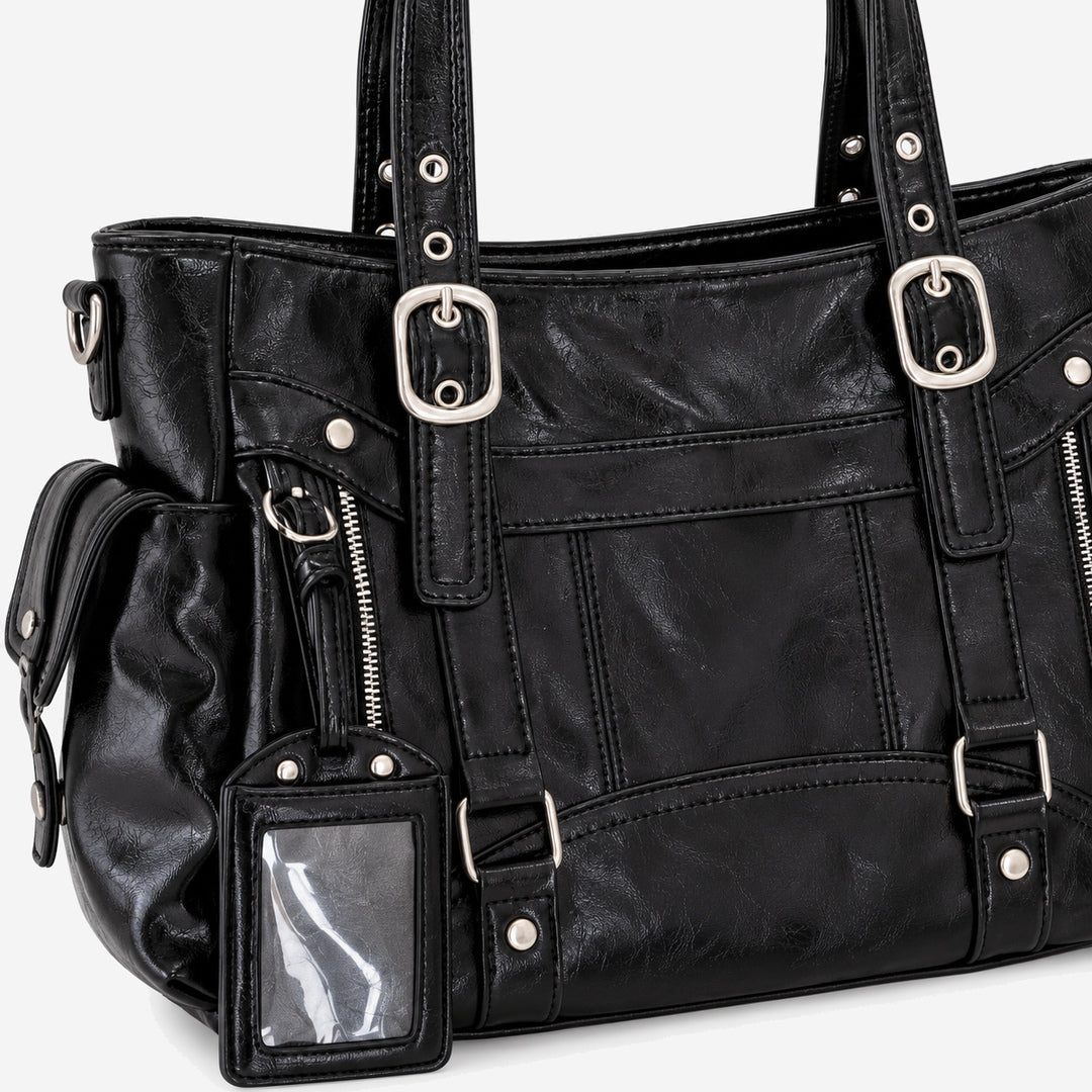 DEASSENA-Shopper-mit-Schnallen-und-Seitentaschen