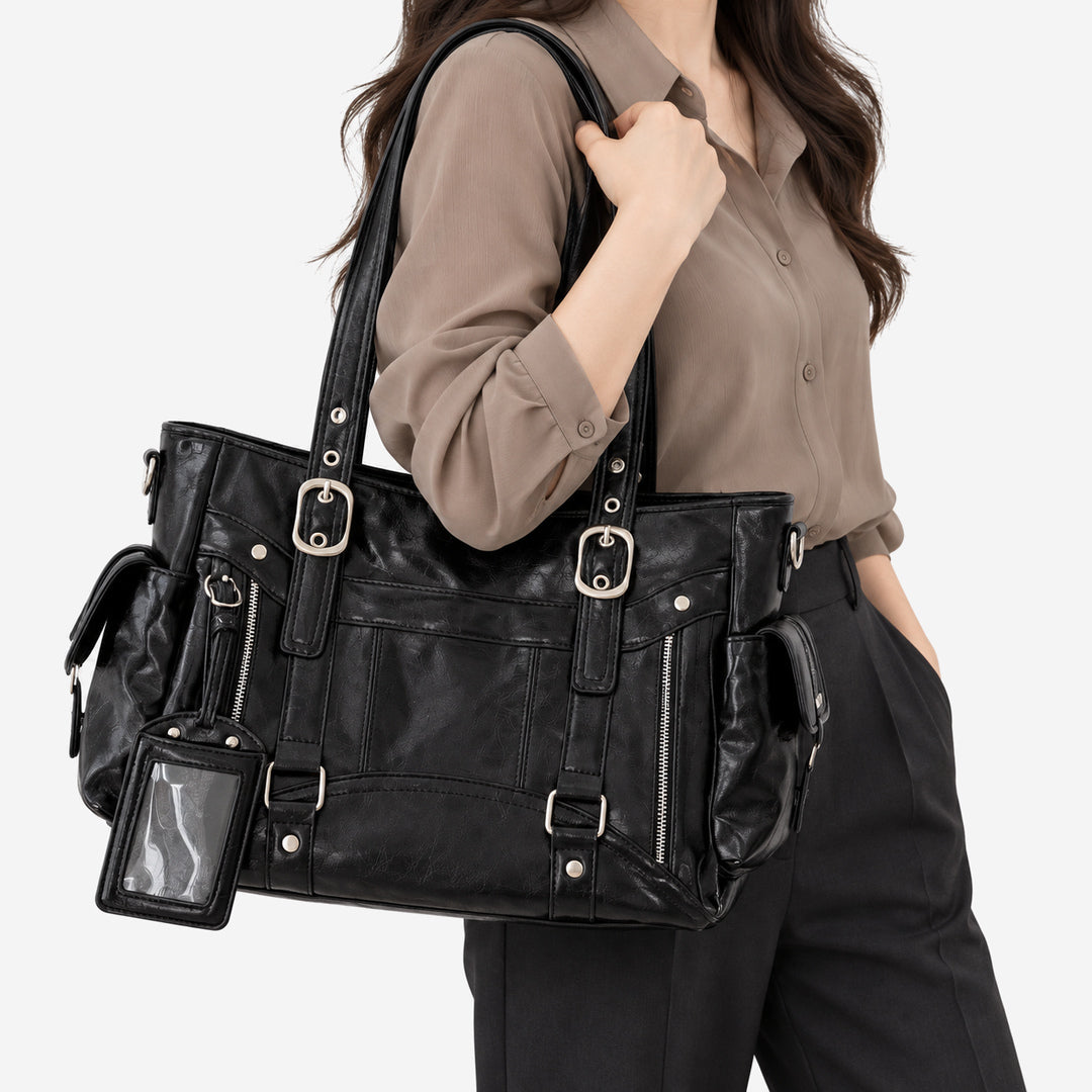 DEASSENA-Shopper-mit-Schnallen-und-Seitentaschen